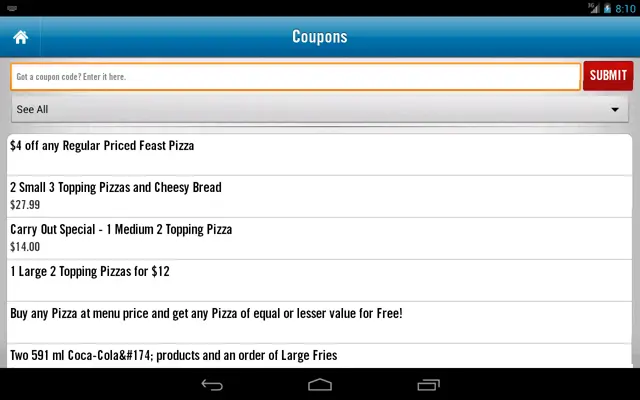 Dominos android App screenshot 1